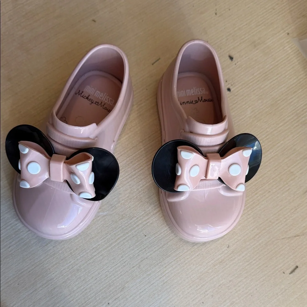 Mini Melissa Pink and Black Kids Dress Shoes with Bow